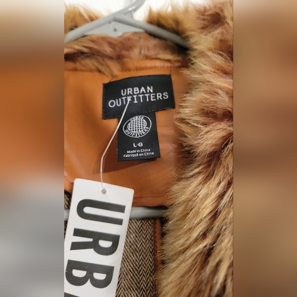 Urban Outfitters Jackets & Coats | Glam Faux Fur Faux Leather Brown Trench Coat - Picture 5 of 7